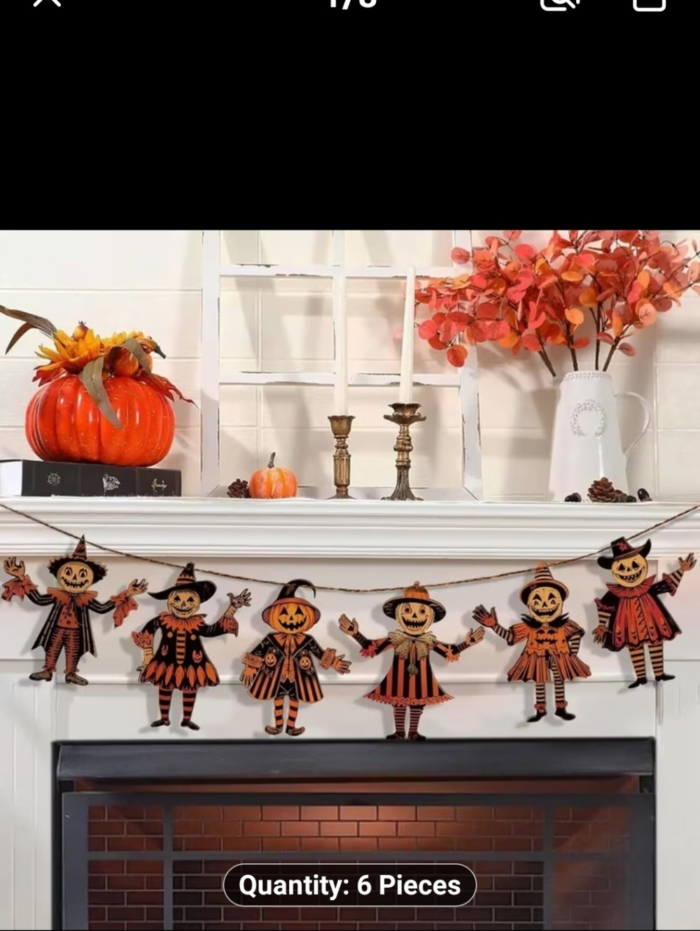 New 6pc Halloween Wood Scarecrow Garland  #1204-353